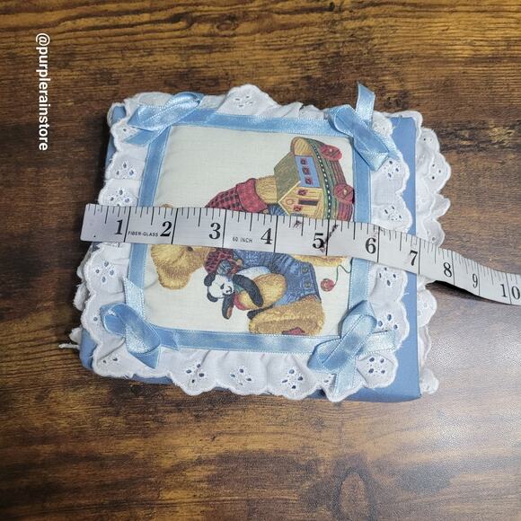 Handmade Teddy Bear Floral Eyelet Ribbon Photo Album Baby Photo Storage - Picture 6 of 7